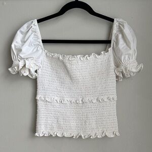 Cinq à Sept White Ruffle Blouse